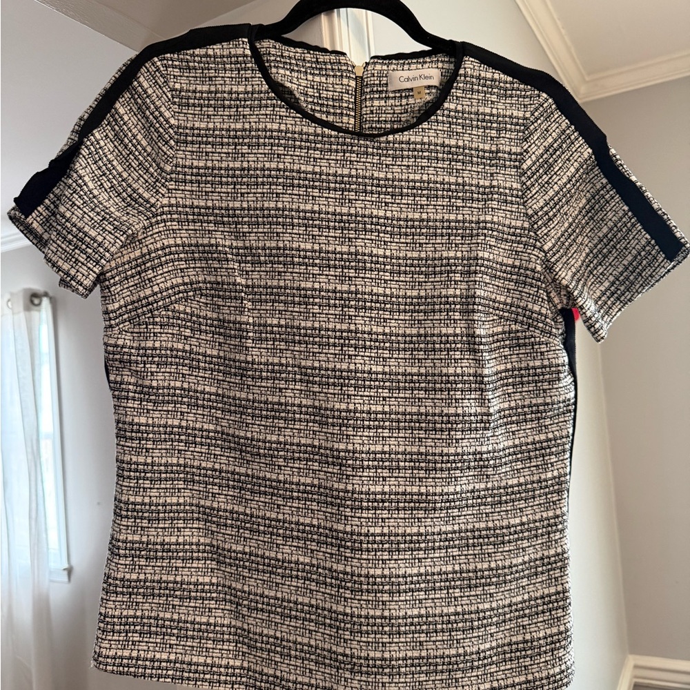 Calvin Klein Women's Tweed Short Sleeve Top